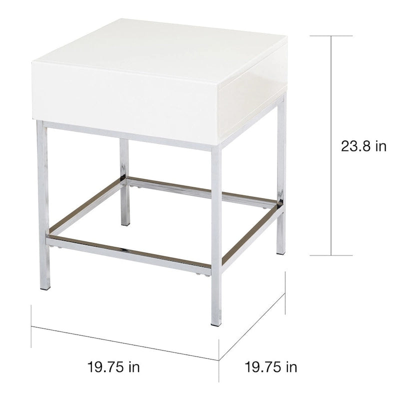 White Metal High-Gloss End Table