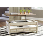 White/Brown Traditional Lift Top Coffee Table