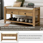 Wooden Storage Bench with Shoe Rack and Drawers