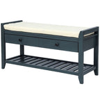 Wooden Storage Bench with Shoe Rack and Drawers