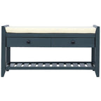 Wooden Storage Bench with Shoe Rack and Drawers