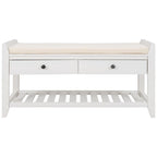 Wooden Storage Bench with Shoe Rack and Drawers