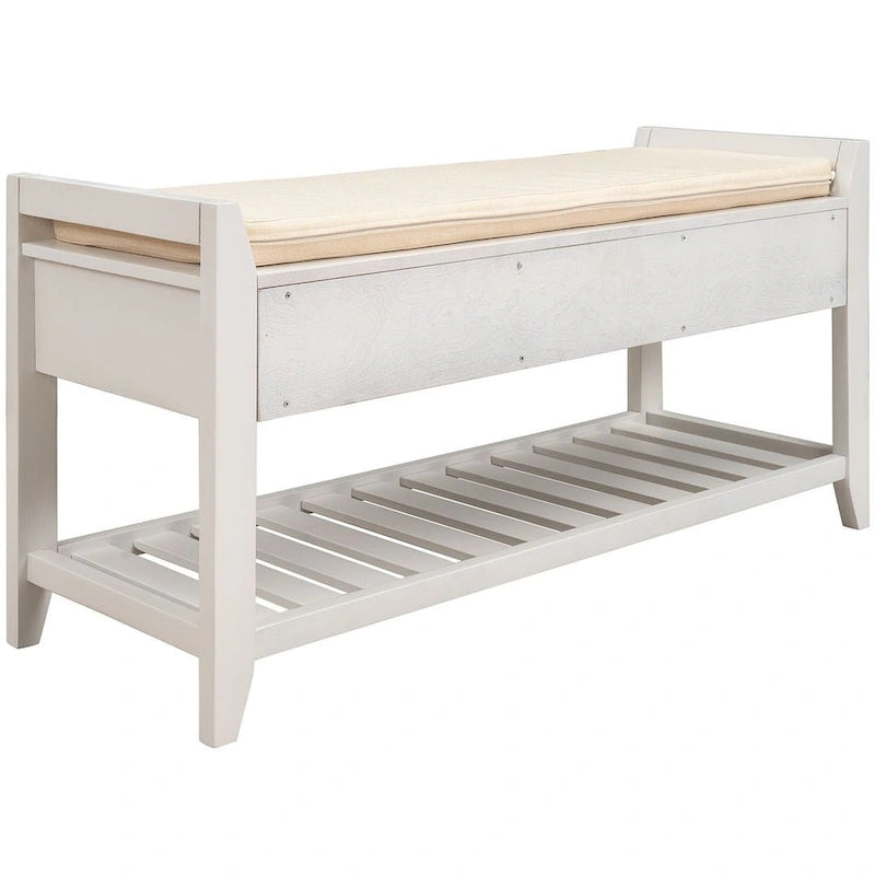 Wooden Storage Bench with Shoe Rack and Drawers