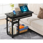 Height Adjustable Rolling Desk with Outlet and USB Ports