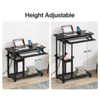 Height Adjustable Rolling Desk with Outlet and USB Ports