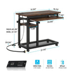 Height Adjustable Rolling Desk with Outlet and USB Ports
