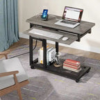 Height Adjustable Rolling Desk with Outlet and USB Ports