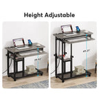 Height Adjustable Rolling Desk with Outlet and USB Ports