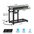 Height Adjustable Rolling Desk with Outlet and USB Ports