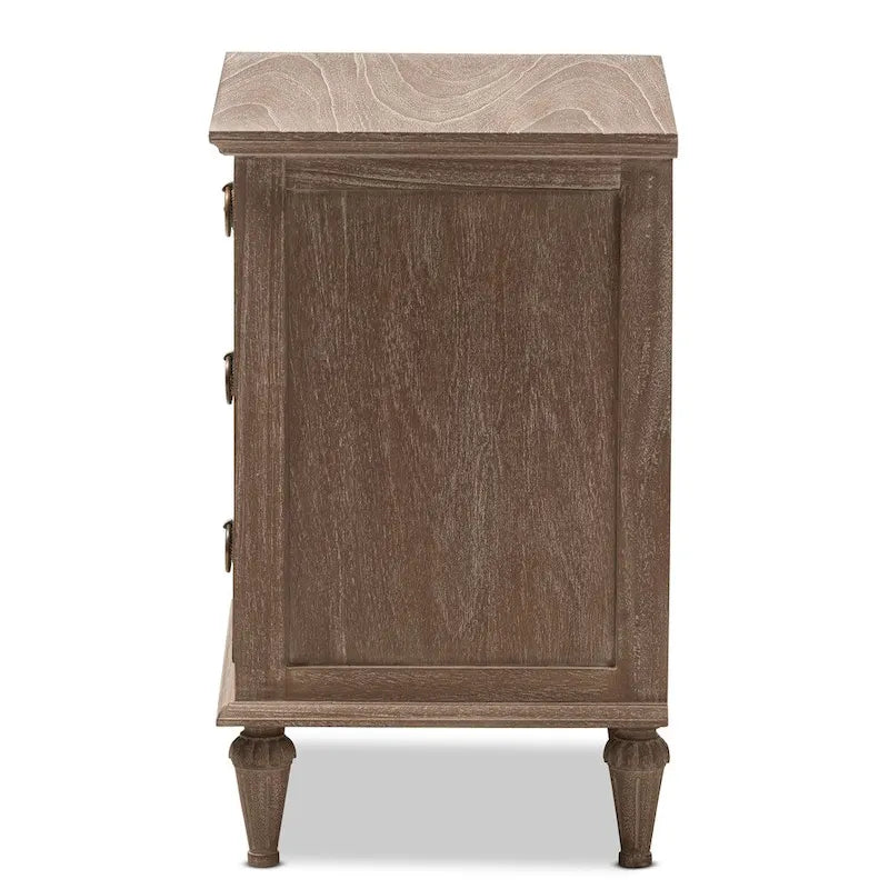 Rustic Wood 3-Drawer Nightstand