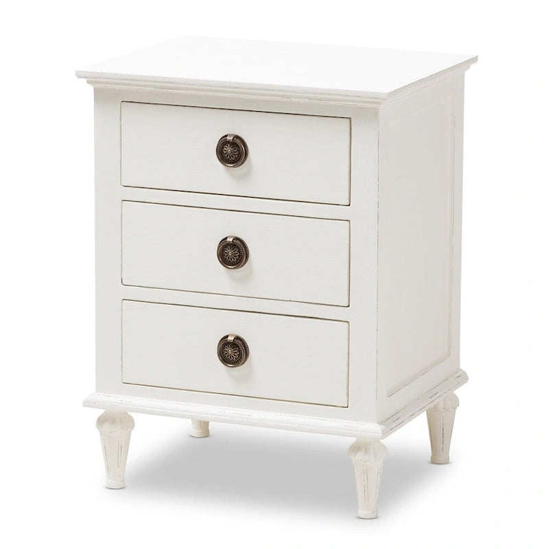 Rustic Wood 3-Drawer Nightstand