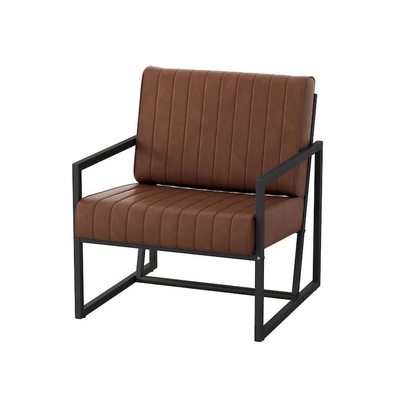 PU Leather Accent Chair with Padded Backrest