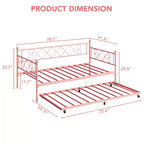 Whizmax Twin Metal Daybed with Trundle, Space Saving Trundle Sofa Bed for Living Room, Bedroom and Guest Room