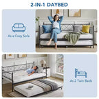 Whizmax Twin Metal Daybed with Trundle, Space Saving Trundle Sofa Bed for Living Room, Bedroom and Guest Room