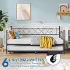 Whizmax Twin Metal Daybed with Trundle, Space Saving Trundle Sofa Bed for Living Room, Bedroom and Guest Room