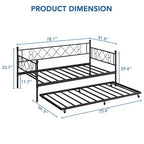 Whizmax Twin Metal Daybed with Trundle, Space Saving Trundle Sofa Bed for Living Room, Bedroom and Guest Room