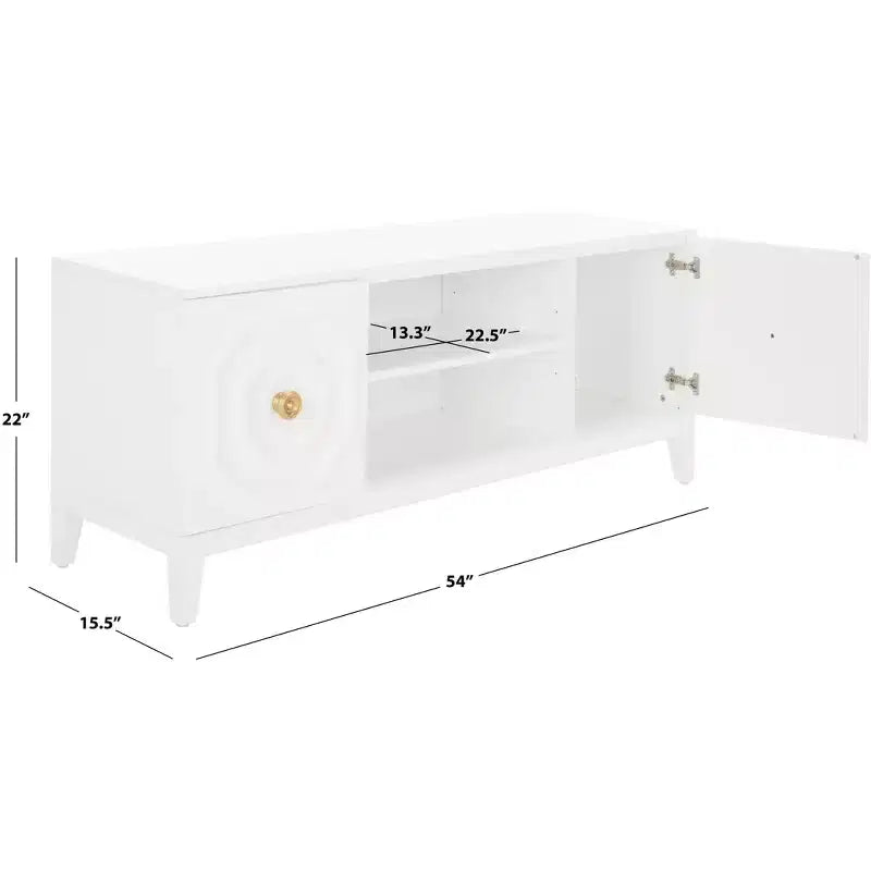 Meuble TV 2 portes 1 étagère Riya - MED5006 - Blanc - Safavieh