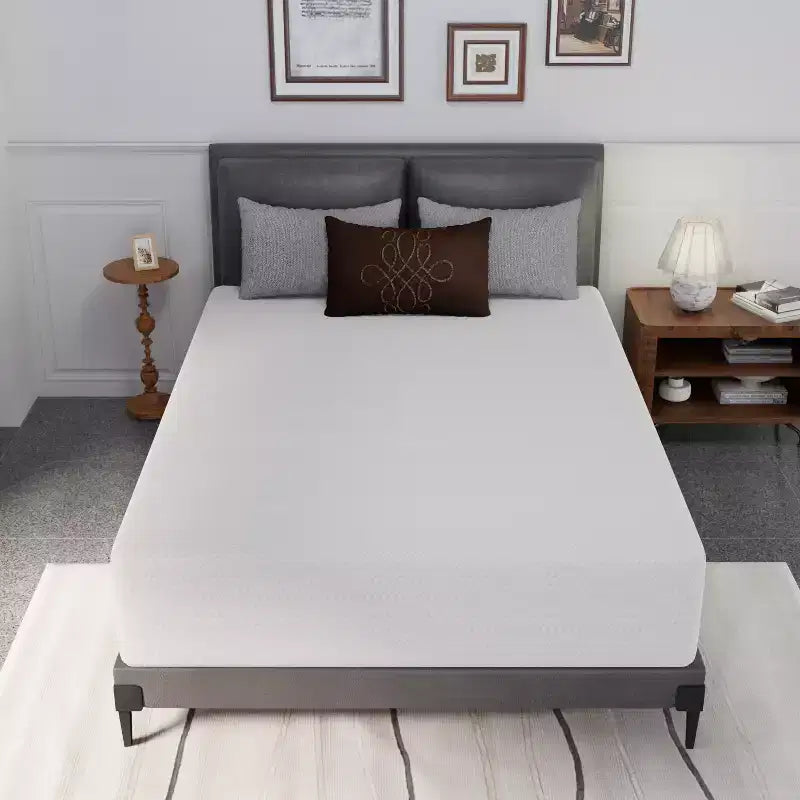FDW 12 Inch Green Tea Memory Foam Mattress Cooling Gel Infused Mattress,Fiberglass Free/CertiPUR-US Certified/Bed-in-a-Box,White