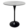 Leisuremod Verve 27 Round Bar Height Dining Table - Modern Resin Top with Black Steel Pedestal Base Counter Height Table for Kitchen, Home, and Pub