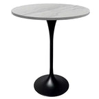 Leisuremod Verve 27 Round Bar Height Dining Table - Modern Resin Top with Black Steel Pedestal Base Counter Height Table for Kitchen, Home, and Pub