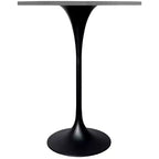 Table à manger ronde hauteur bar Leisuremod Verve 27 - Plateau en résine moderne avec base piédestal en acier noir Table hauteur comptoir pour cuisine, maison et pub