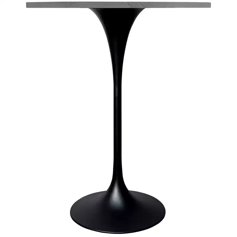Table à manger ronde hauteur bar Leisuremod Verve 27 - Plateau en résine moderne avec base piédestal en acier noir Table hauteur comptoir pour cuisine, maison et pub