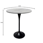 Table à manger ronde hauteur bar Leisuremod Verve 27 - Plateau en résine moderne avec base piédestal en acier noir Table hauteur comptoir pour cuisine, maison et pub