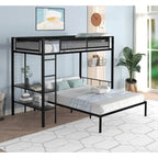 Twin over Full Bunk Bed with Shelves, Grid Panel and Separated Bottom Bed