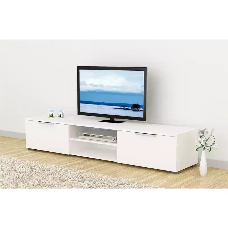 Tvilum, Match 2 Drawer 2 Shelf TV Stand, White High Gloss