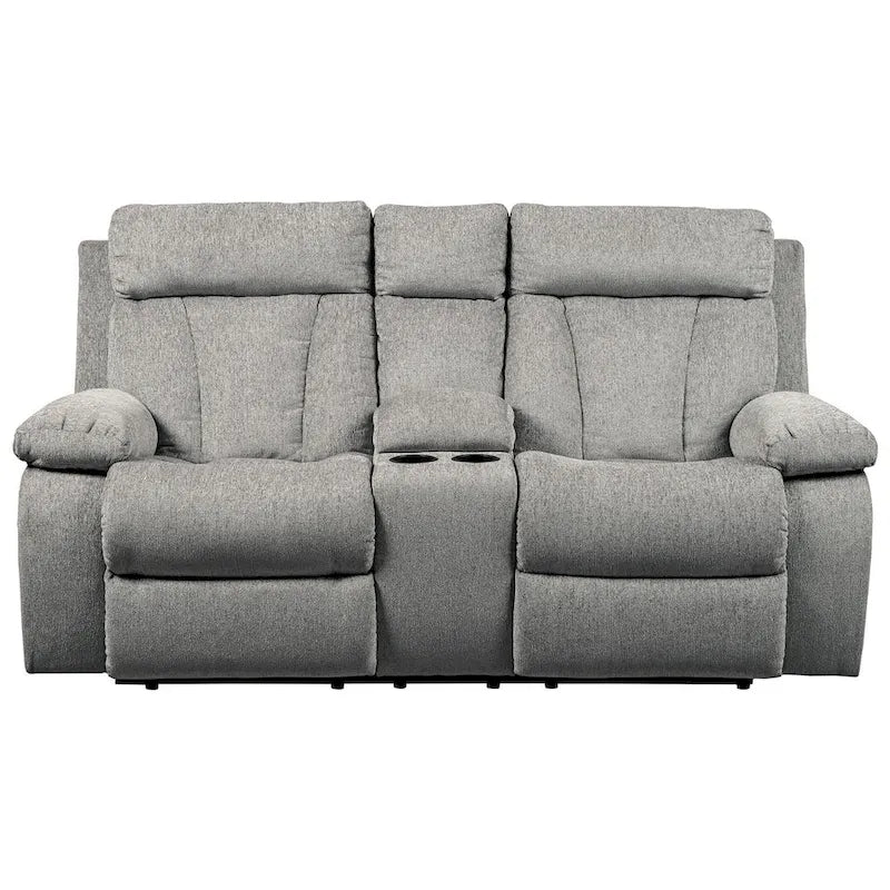 Causeuse inclinable double avec console de rangement - Fog