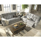 Causeuse inclinable double avec console de rangement - Fog