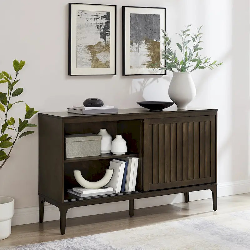Mid-Century Modern Sideboard with Sliding Doors and Storage