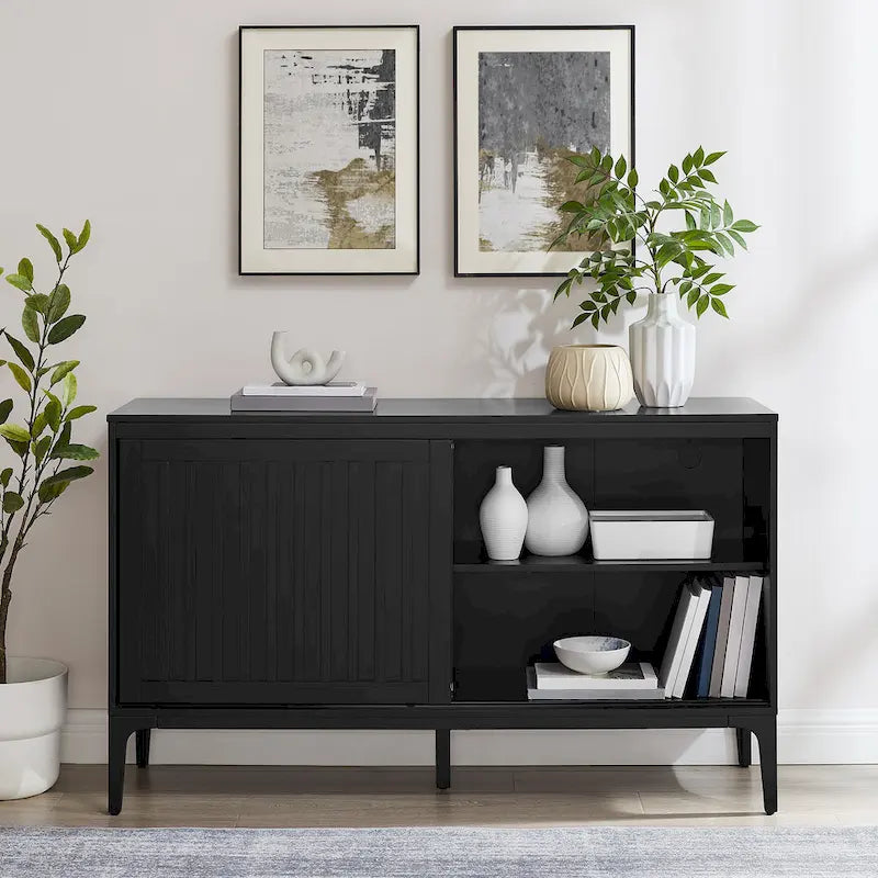 Mid-Century Modern Sideboard with Sliding Doors and Storage