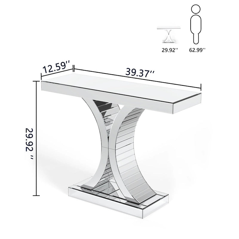 Mirrored Console Table with X-Cross Legs