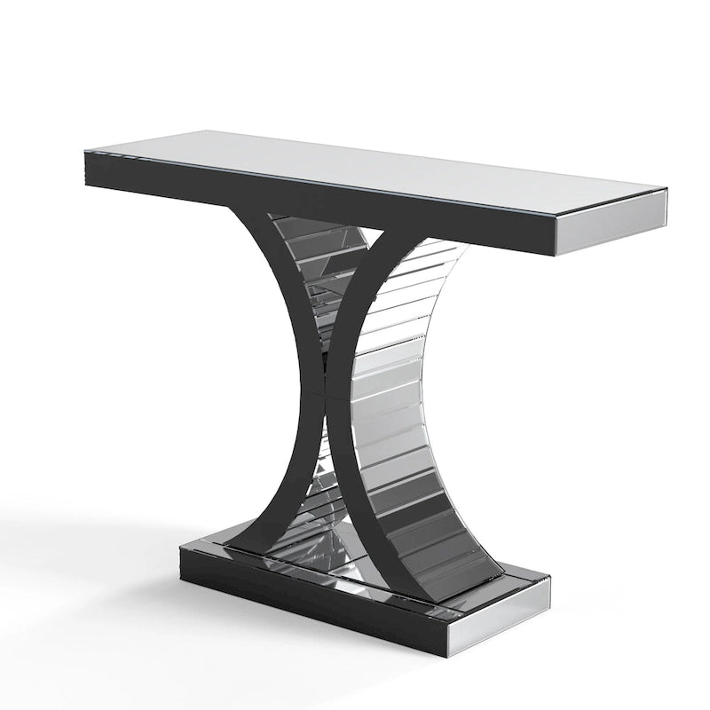 Mirrored Console Table with X-Cross Legs