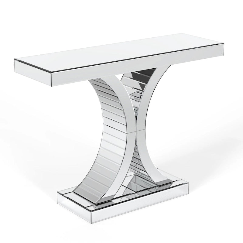 Mirrored Console Table with X-Cross Legs