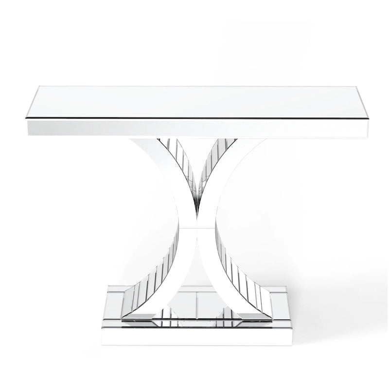 Mirrored Console Table with X-Cross Legs