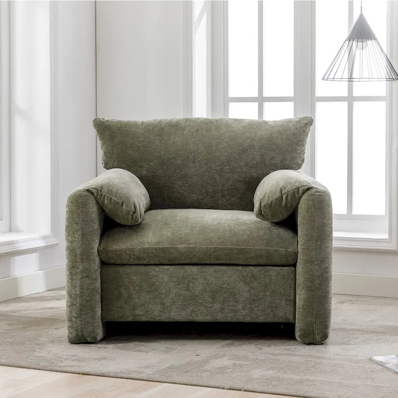 38.6" W Oversized Accent Armchair with Chenille Upholstery