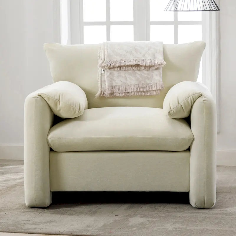 38.6" W Oversized Accent Armchair with Chenille Upholstery
