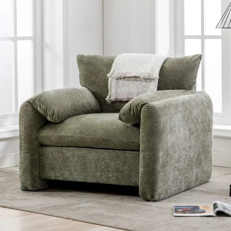 38.6" W Oversized Accent Armchair with Chenille Upholstery