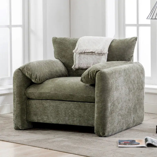 Fauteuil d'appoint surdimensionné de 98 cm de large, avec revêtement en tissu chenille