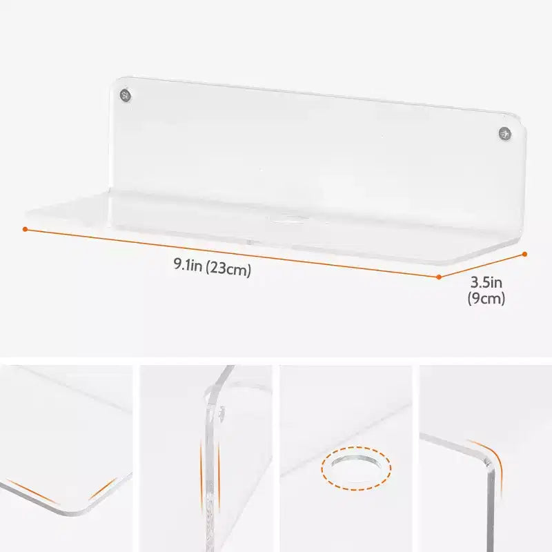 Unique Bargains Bathroom Bedroom Kitchen Acrylic Wall Floating Shelves 9 x 4 3 Pcs