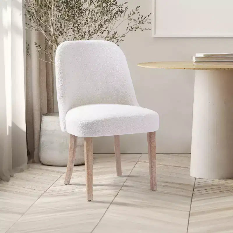 Chaise de salle à manger en bouclette rembourrée de style milieu de siècle WestinTrends