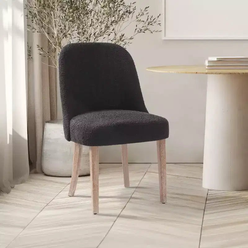 Chaise de salle à manger en bouclette rembourrée de style milieu de siècle WestinTrends