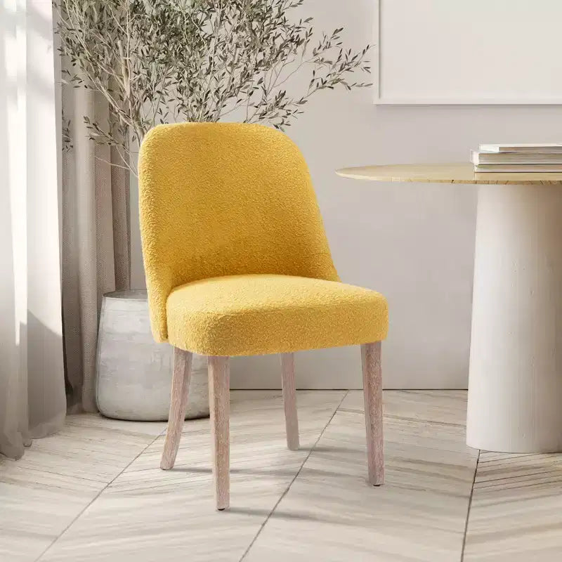 Chaise de salle à manger en bouclette rembourrée de style milieu de siècle WestinTrends