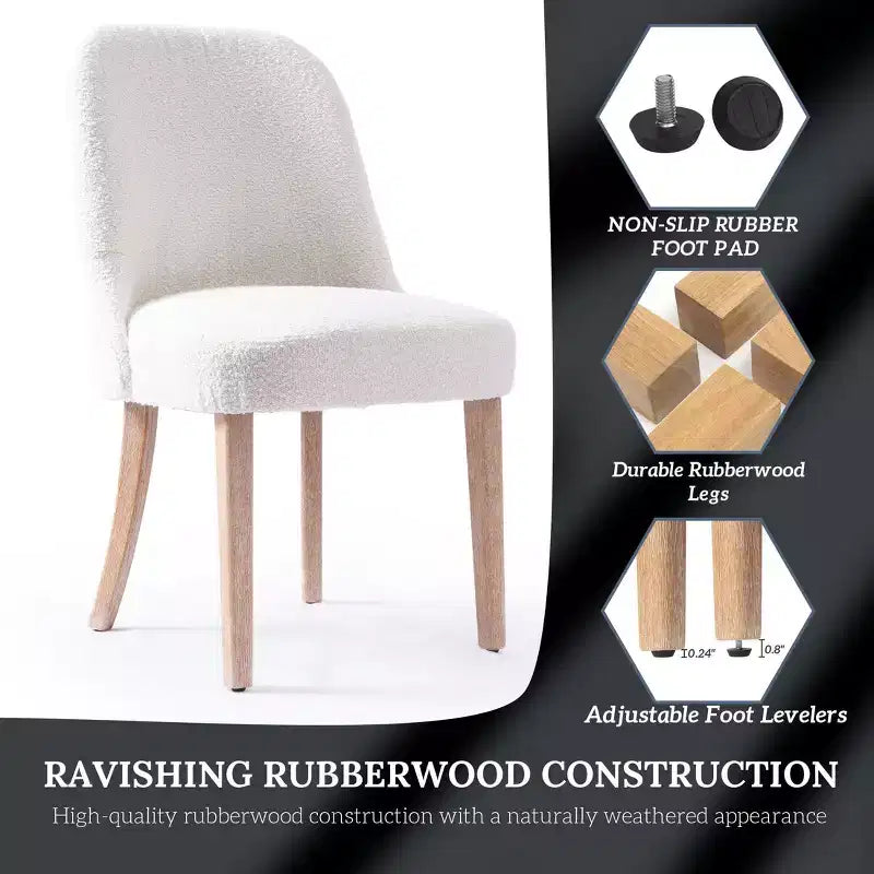Chaise de salle à manger en bouclette rembourrée de style milieu de siècle WestinTrends