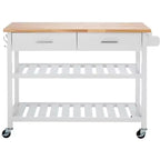 Kiko 2 Drawer 2 Shelf Kitchen Cart - KCH8704 - White/Natural - Safavieh