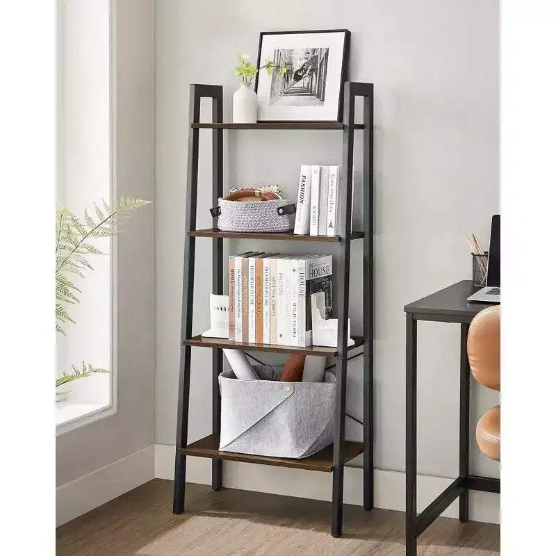 VASAGLE 4-Tier Ladder Shelf Bookshelf Bookcase Furniture Storage Rack Shelves