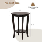 Lot de 2 tables d'appoint rondes à 2 niveaux, 45 cm, avec pieds en bois d'hévéa