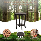 Lot de 2 tables d'appoint rondes à 2 niveaux, 45 cm, avec pieds en bois d'hévéa